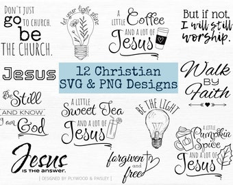Christian Design Bundle, Christian SVG PNG Bundle, Christian Svg, Religious Svg Png, Faith, Christian Svg Files, Bible SVG Bundle, 12 Design