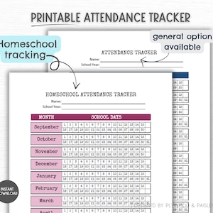 HomeschoolTeilnahme Tracker, Anwesenheitsliste, Christian Homeschool, Homeschool Binder, Homeschool Planer, Printable