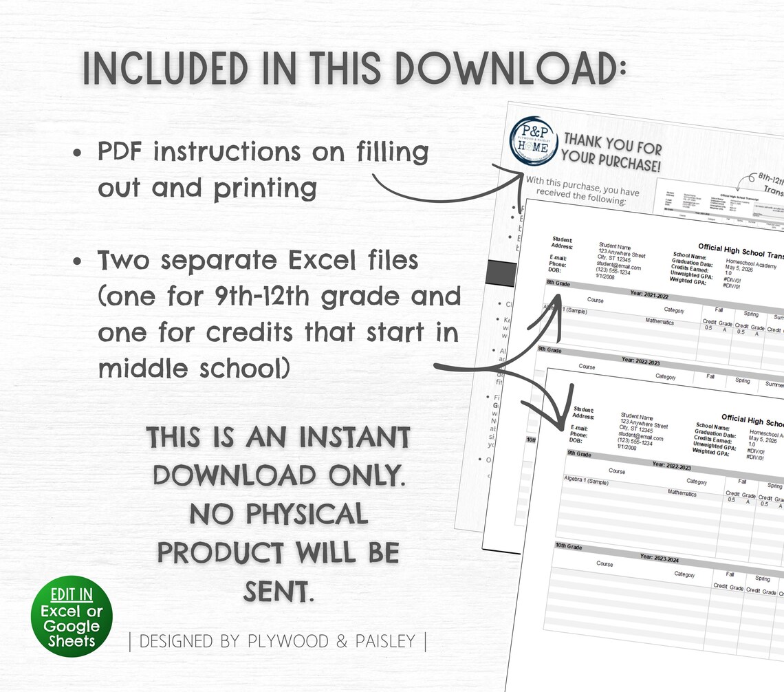High School Transcript With GPA Calculator | Editable | Homeschool ...