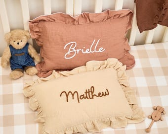 Oreiller brodé main avec prénom personnalisé Coussin pour enfant de 4 ans et plus