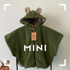 Seat car PONCHO double-sided, fleece, hood with BEAR ears, size MINI
