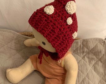 Toadstool Pixie Bonnet - Dinkum Doll clothes
