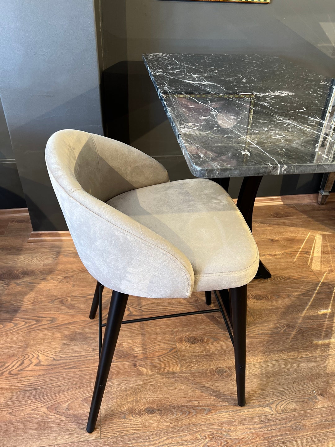 Fixed Bar Chair With Wooden Legs Bar Chair With Fabric or Etsy