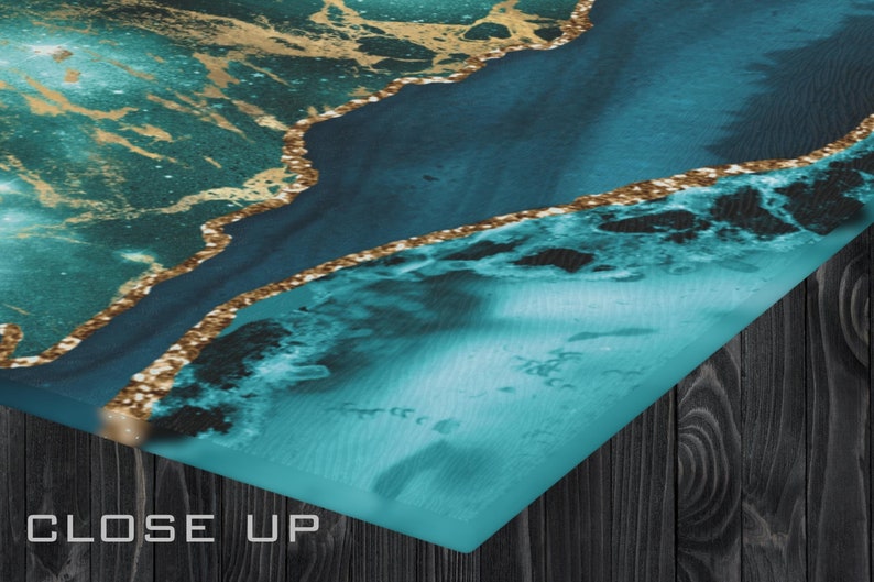 Teal Geode Tempered Glass Cutting Board,large Agate Serving Tray