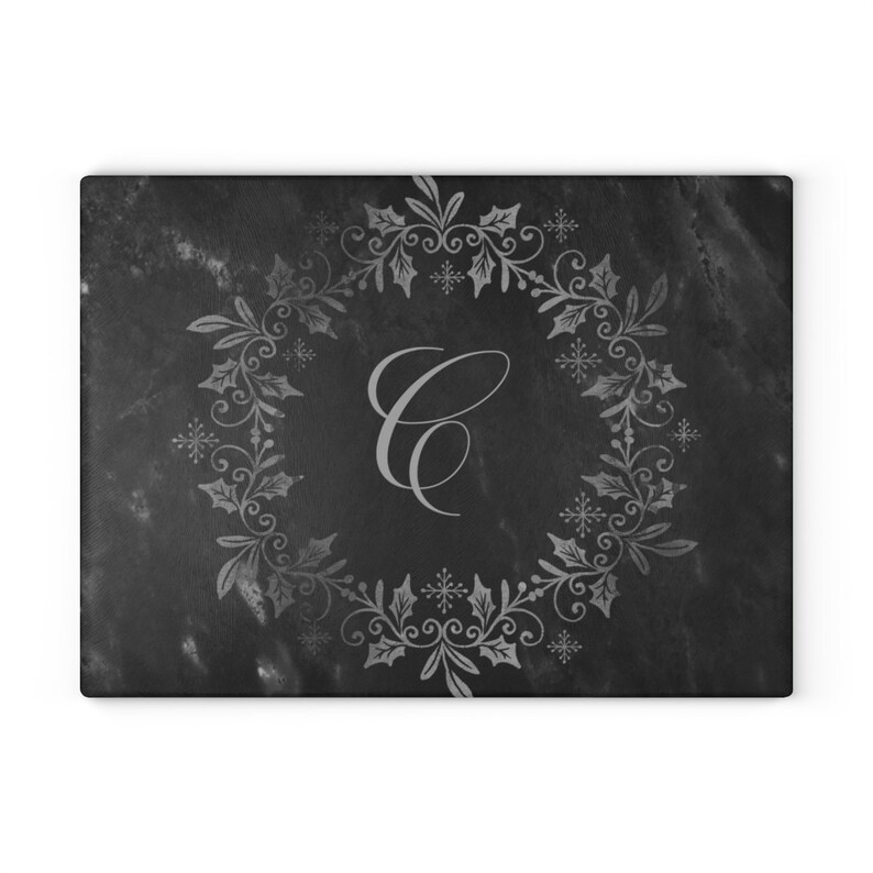 Black Marble Personalized Glass Cutting Board Christmas Glass Etsy