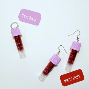 Blood Tube Microtainer Glitter Charm | Keychain or Earrings