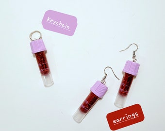 Blood Tube Microtainer Glitter Charm | Keychain or Earrings