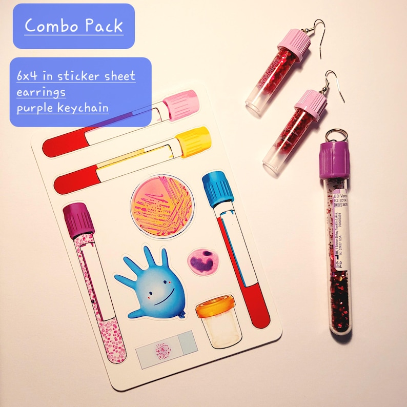Blood Tube Microtainer Glitter Charm Earrings - Etsy