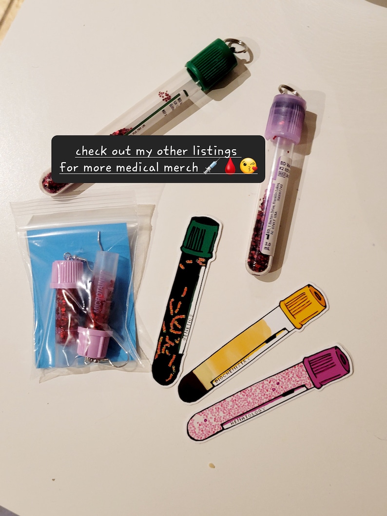 Blood Tube Vacutainer Glitter Keychain - Etsy