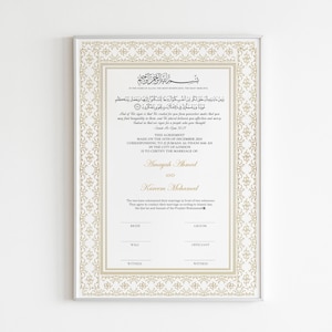 Certificato Nikkah Download digitale personalizzato