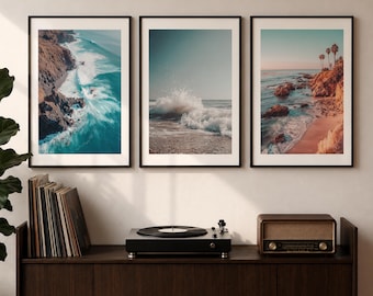Set of 3 Wall Art, Coastal Wall Art, California Wall Art, Beach Photography Prints, Ocean Art Prints, Triptych Wall Art, FRAMED or UNFRAMED