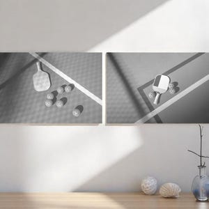 Minimalist Pickleball Wall Art, Black And White Paddle Print, Modern Sports Decor, Unique Athlete Gift For Him Or Her