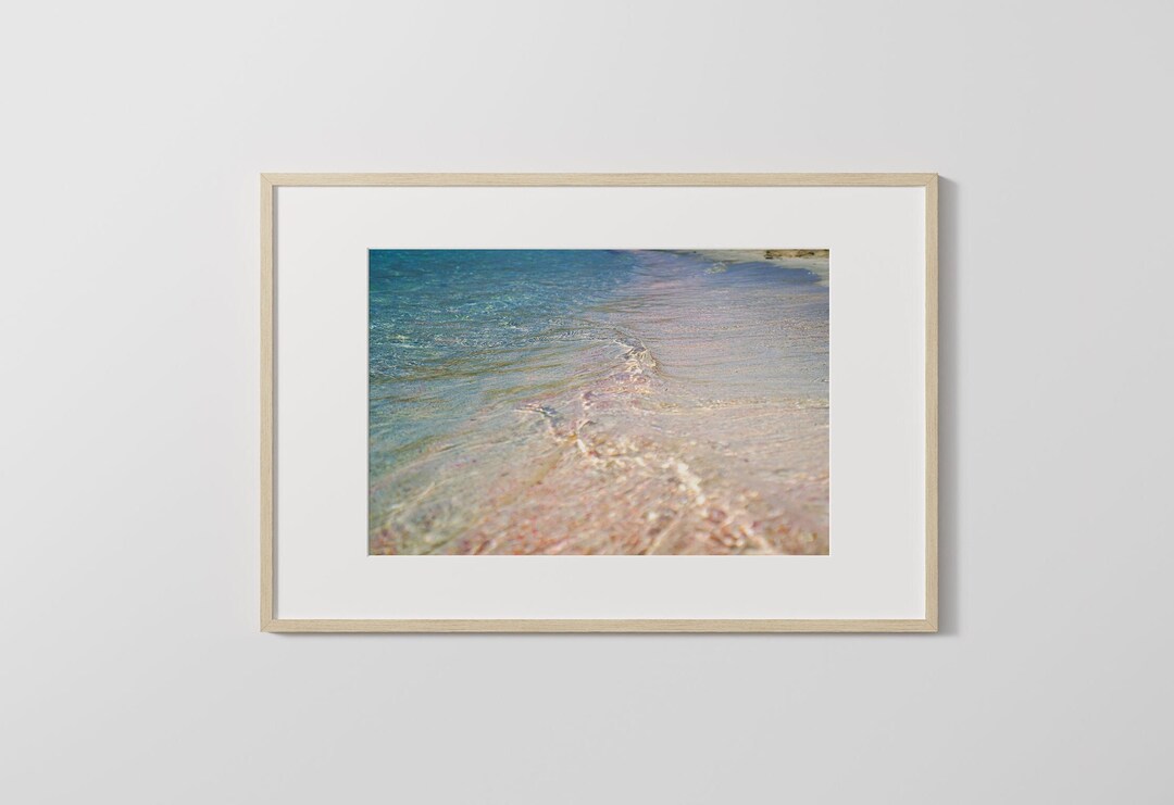Pink Sand Beach, Beach Poster, Pink Beach Art, Pink Beach Print, Pink