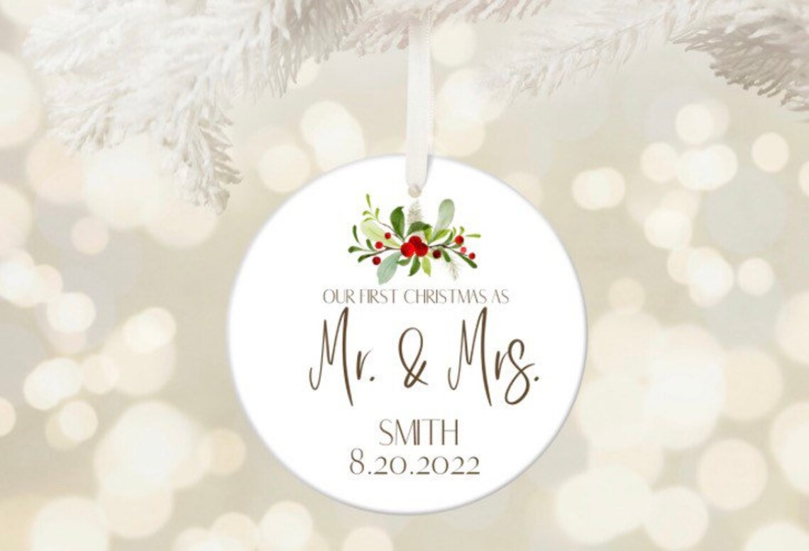 Personalized Newlywed Christmas Ornament Personalized Etsy
