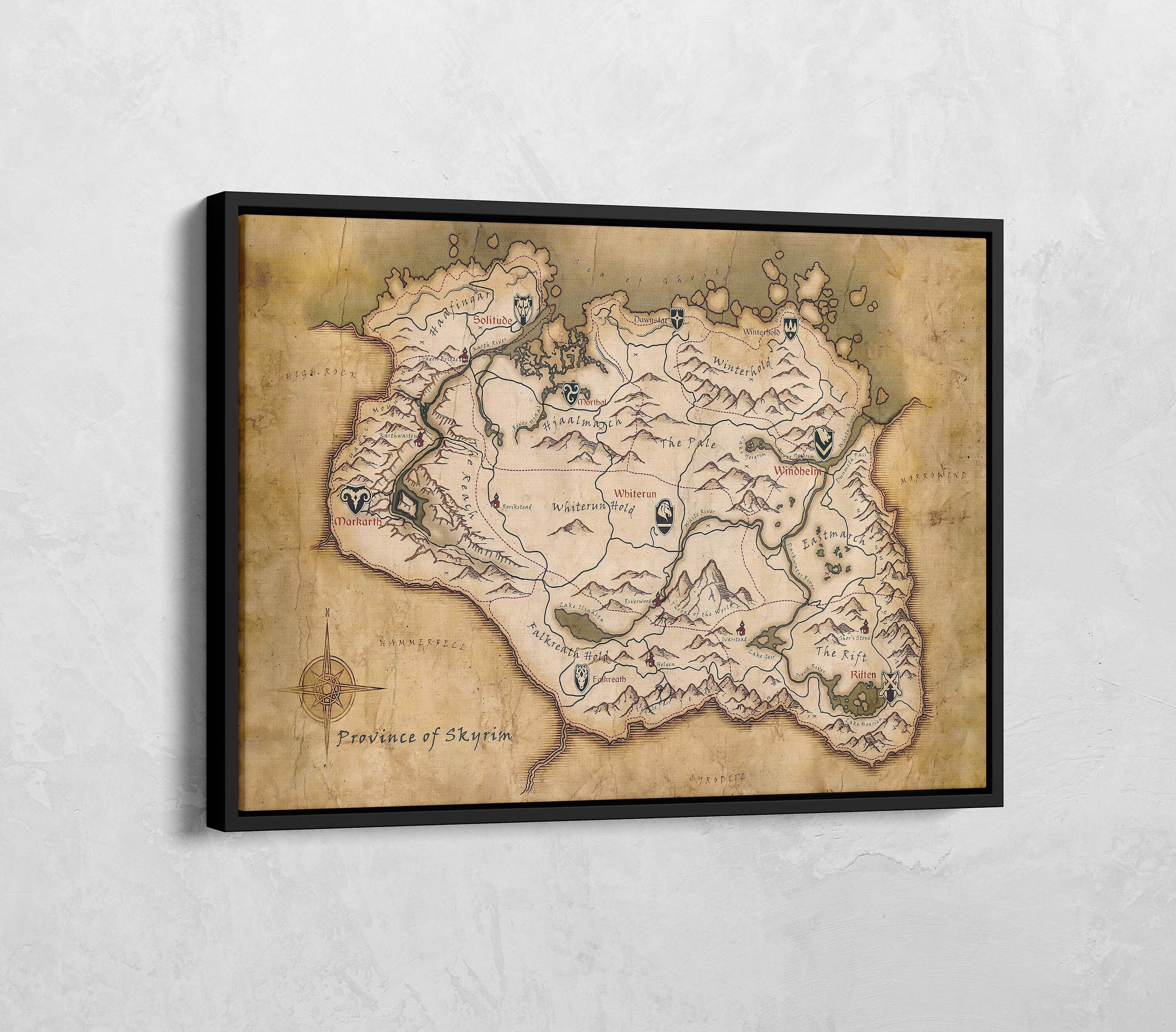 Skyrim Map Print the Elder Scrolls Map Map of Tamriel Etsy Canada