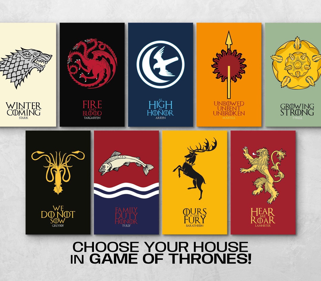 Game of Thrones Canvas Westeros Houses Poster Got Poster Etsy