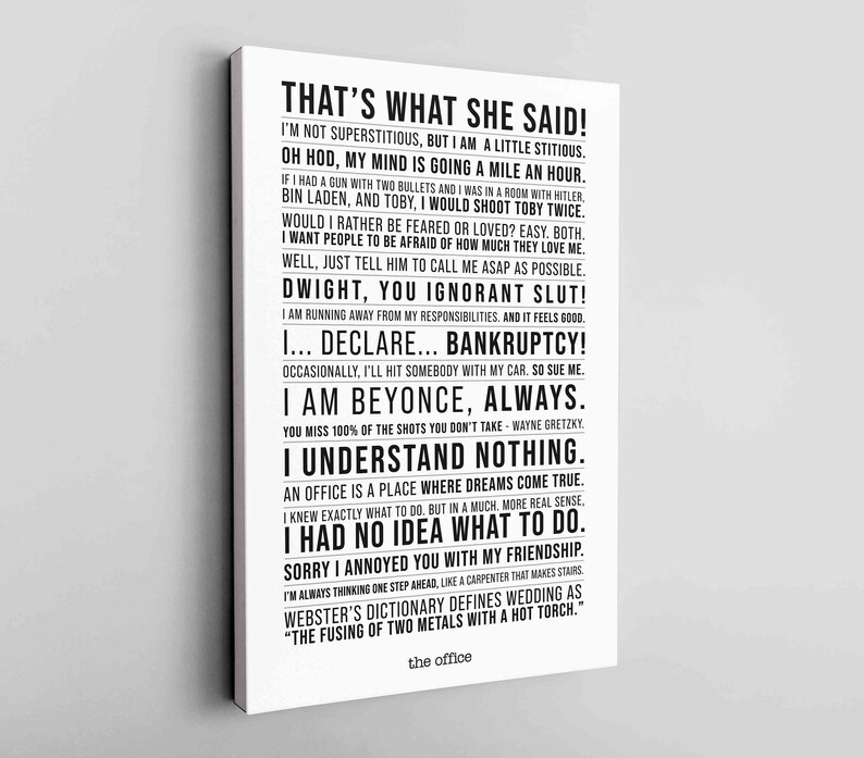 The Office TV Show Quotes Canvas the Office TV Quote Poster Etsy