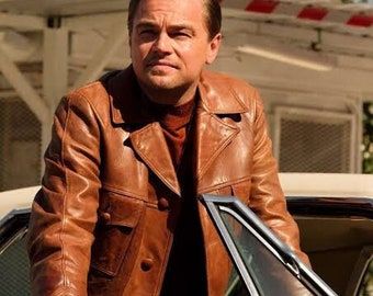 Leonardo Di Caprio "Once upon A Time In Hollywood" Spanisch Braune Casual Motorrad Biker Lederjacke - Celebrity Edition