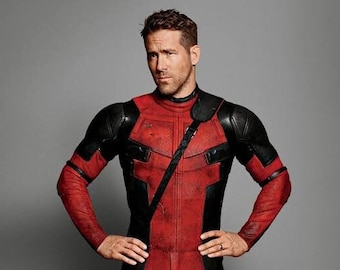 Ryan Reynolds Deadpool Maroon and Black Motorcycle Leather Jacket - Superhero Edition