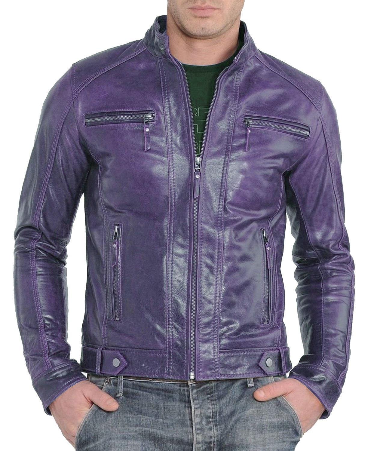 Purple Leather Jacket - Etsy