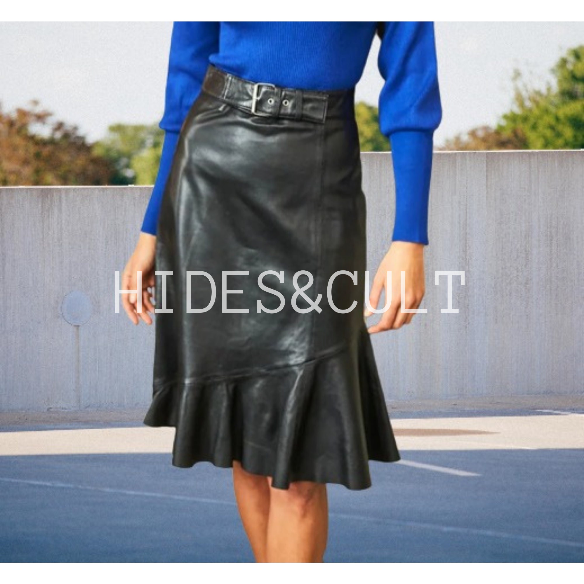 Leather Skater Skirt, Raven Locks