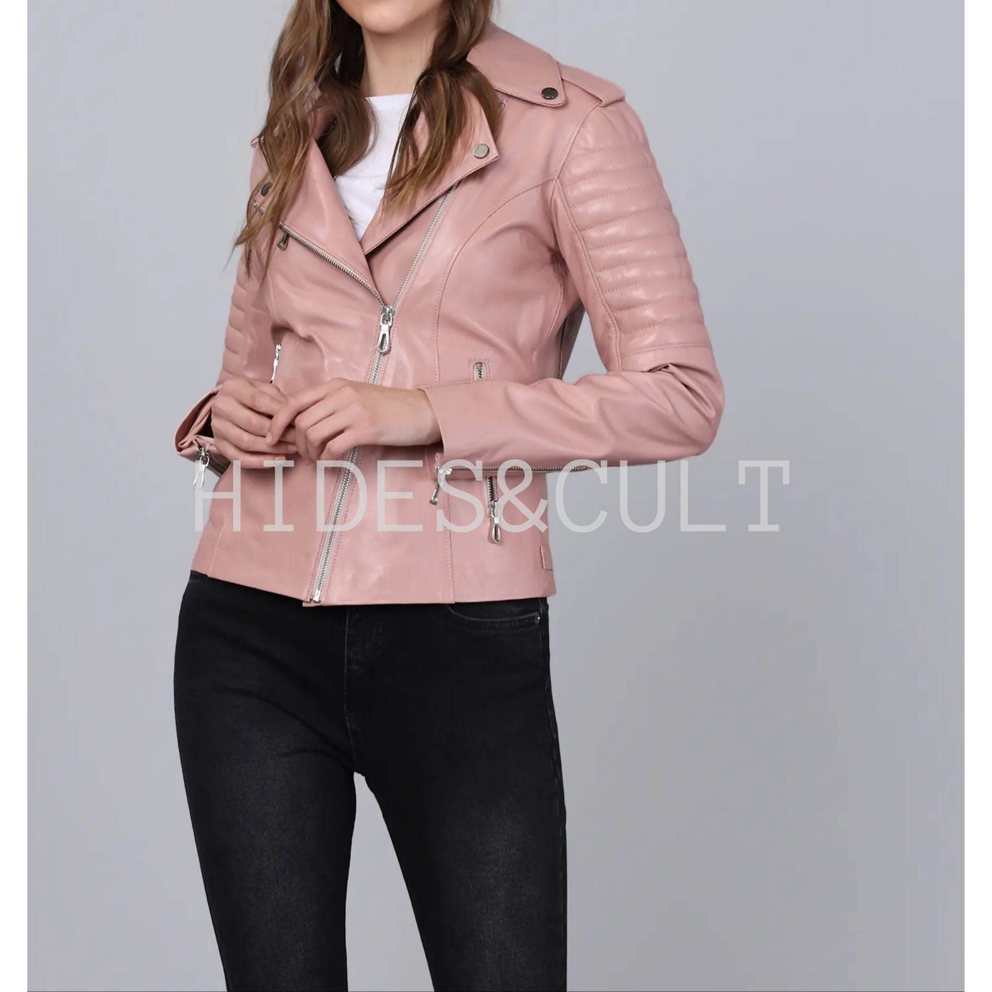 Dusky pink shop biker jacket