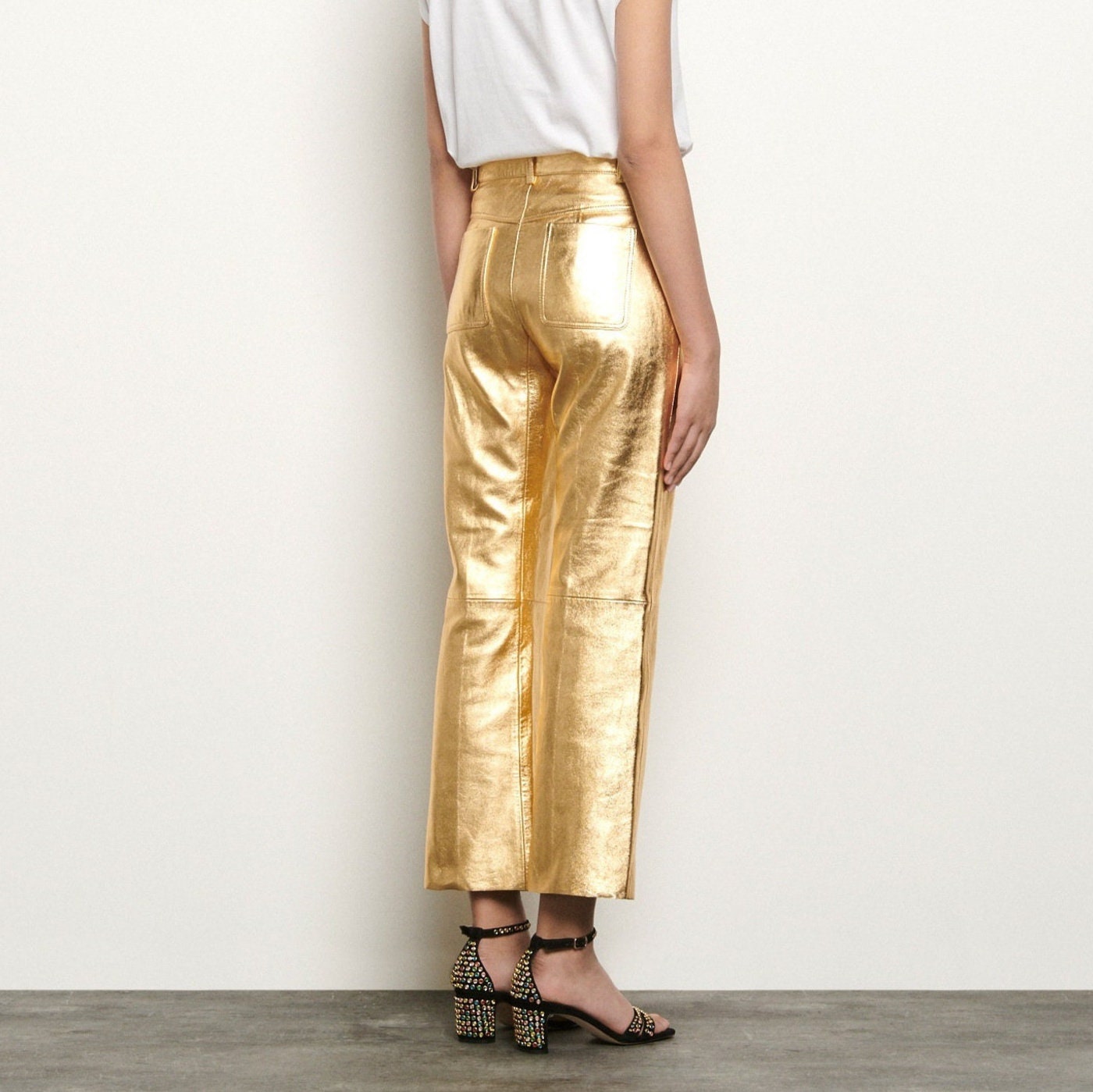 Women Gold Metallic Foil Leather Pants Elite Edition - Etsy