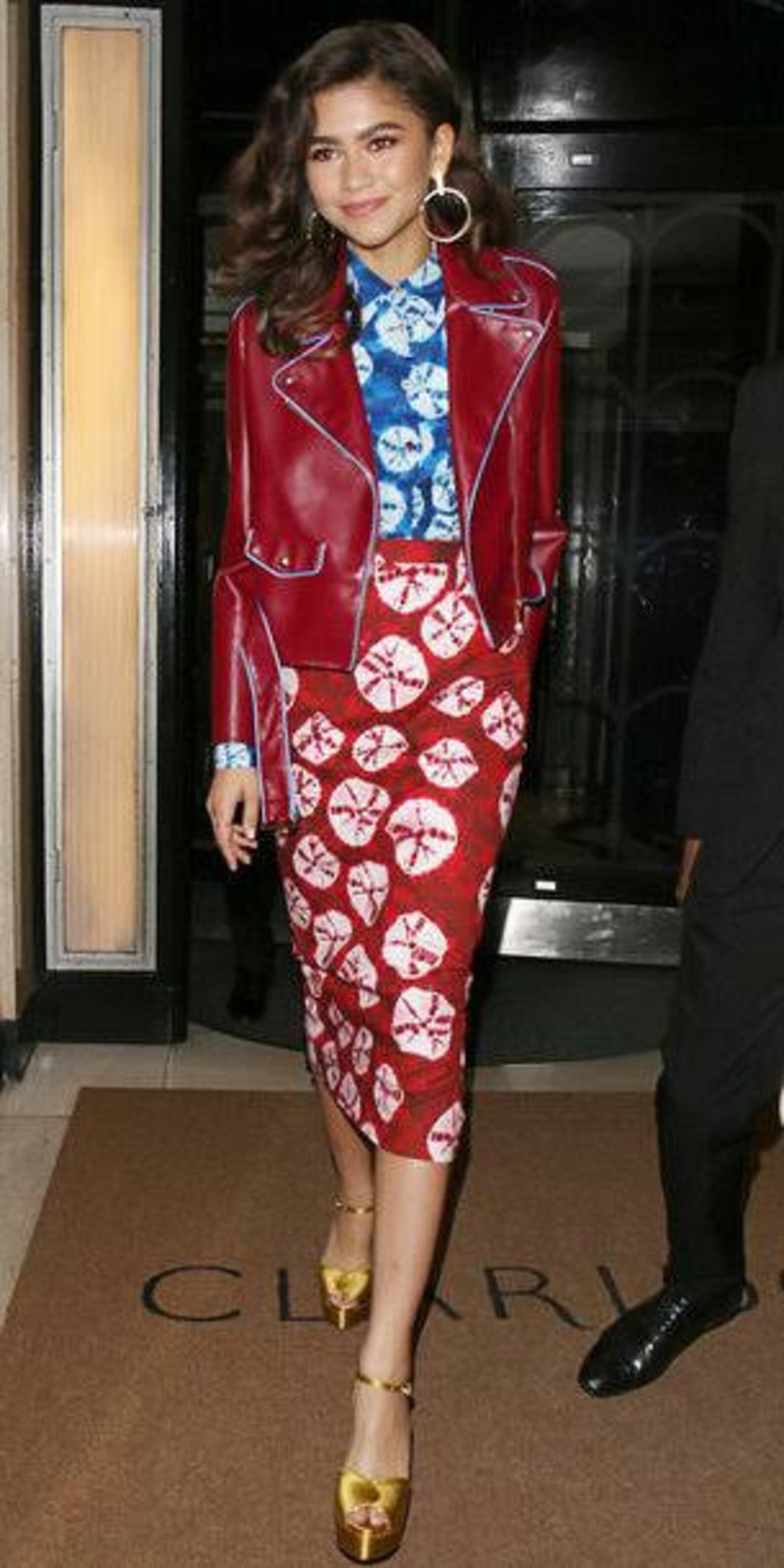 Zendaya the Greatest Showman Burgundy Red Cropped Leather Jacket, Women