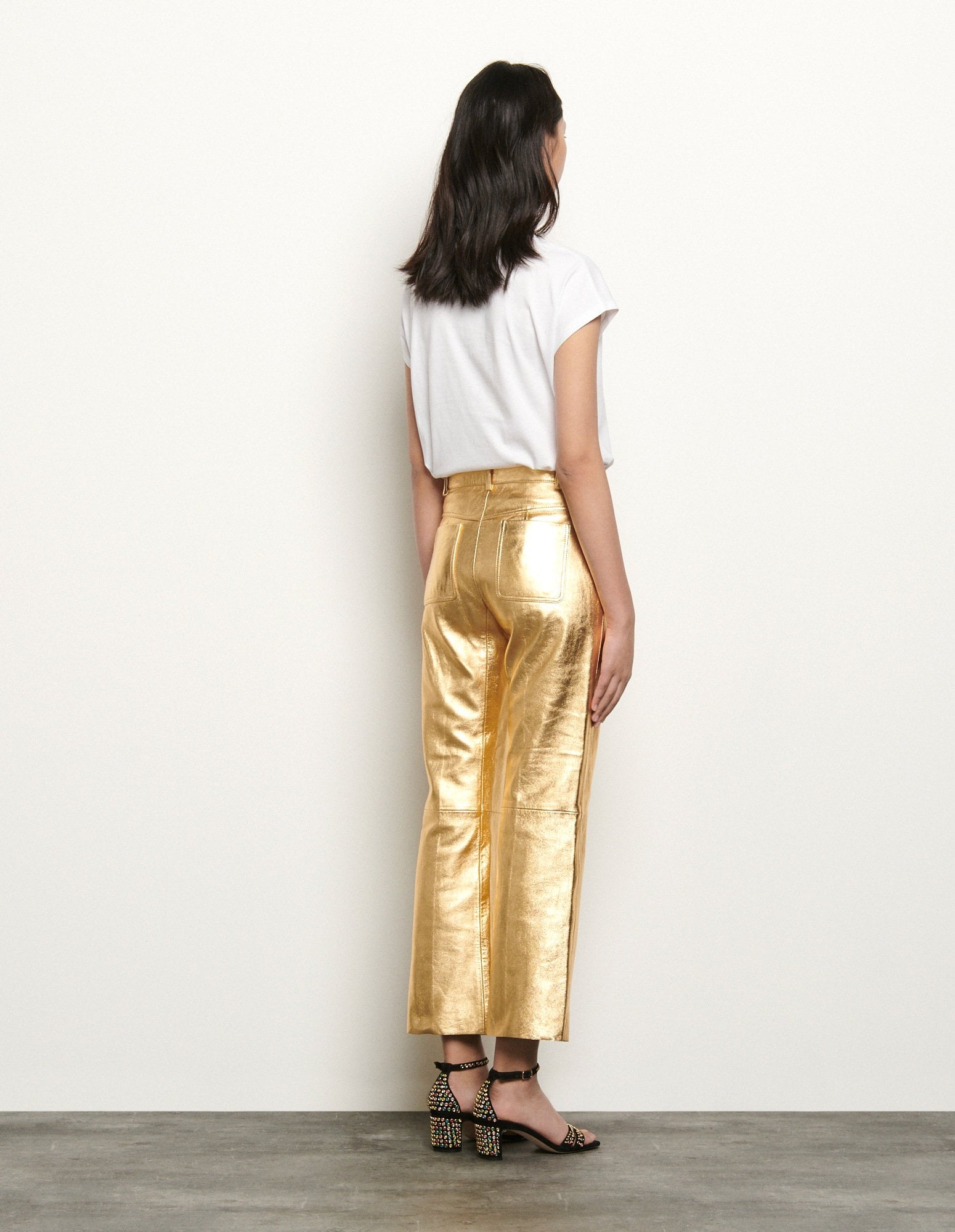 Women Gold Metallic Foil Leather Pants Elite Edition Etsy