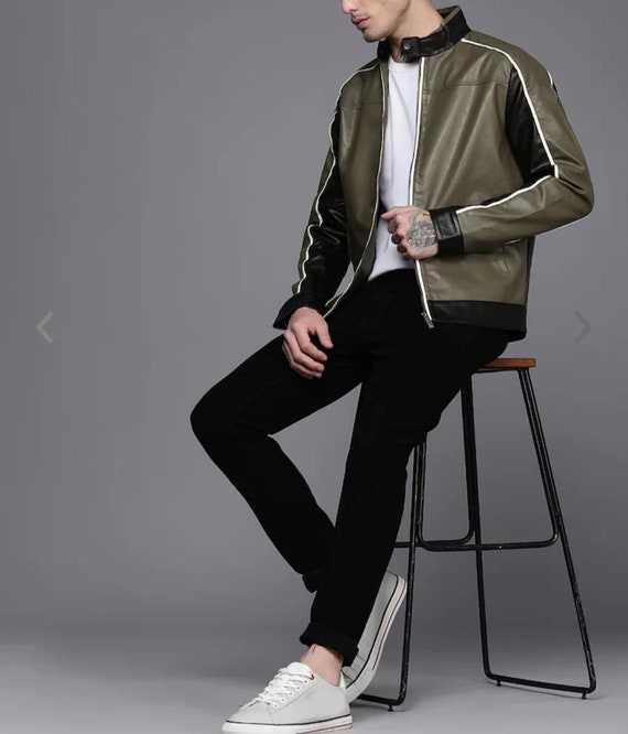 Mens olive top green casual jacket