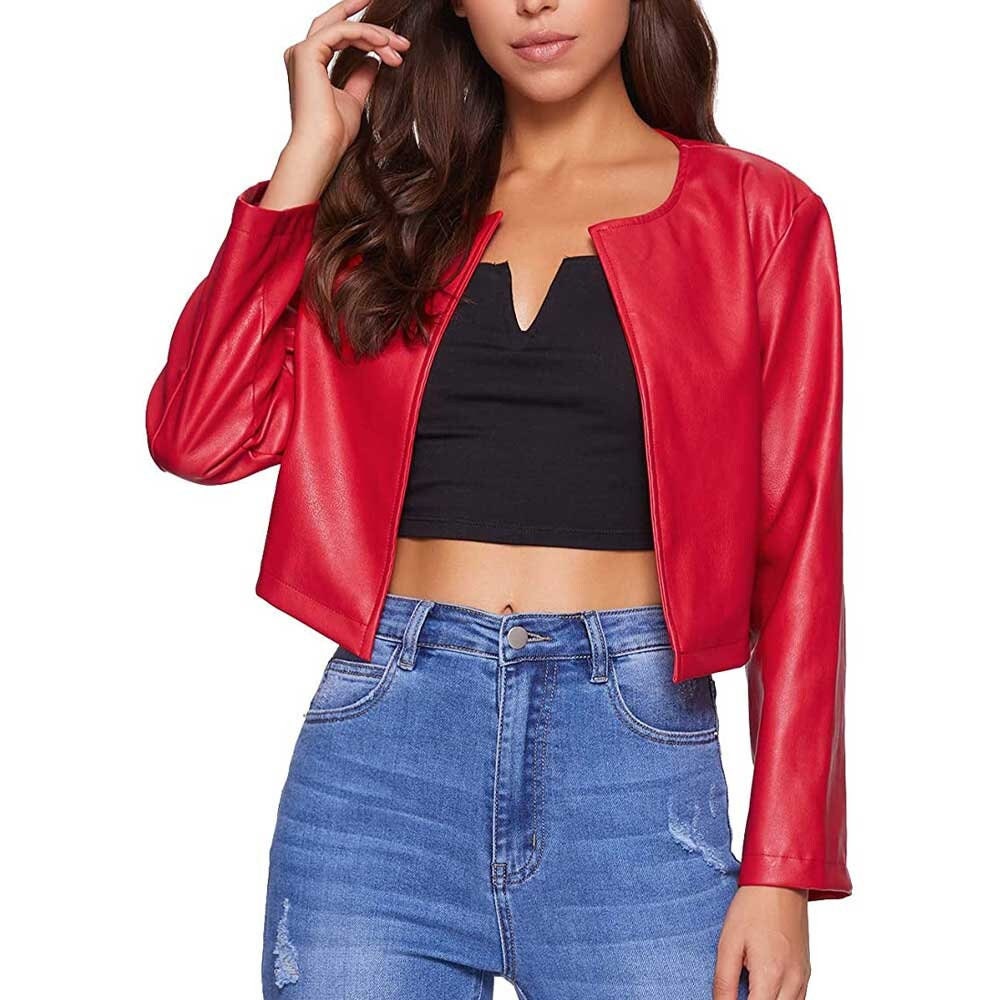 leather crop jacket womens