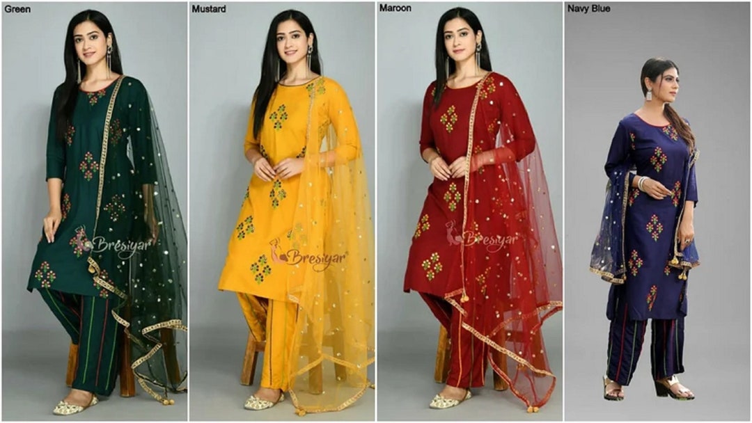 Women Chiffon Kurta Palazzo Dupatta Set main image 0