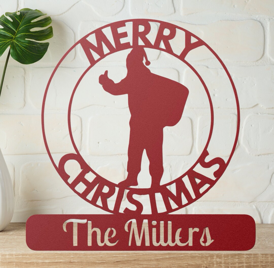 Merry Christmas Metal Wall Sign Unique Gift Christmas Door Etsy