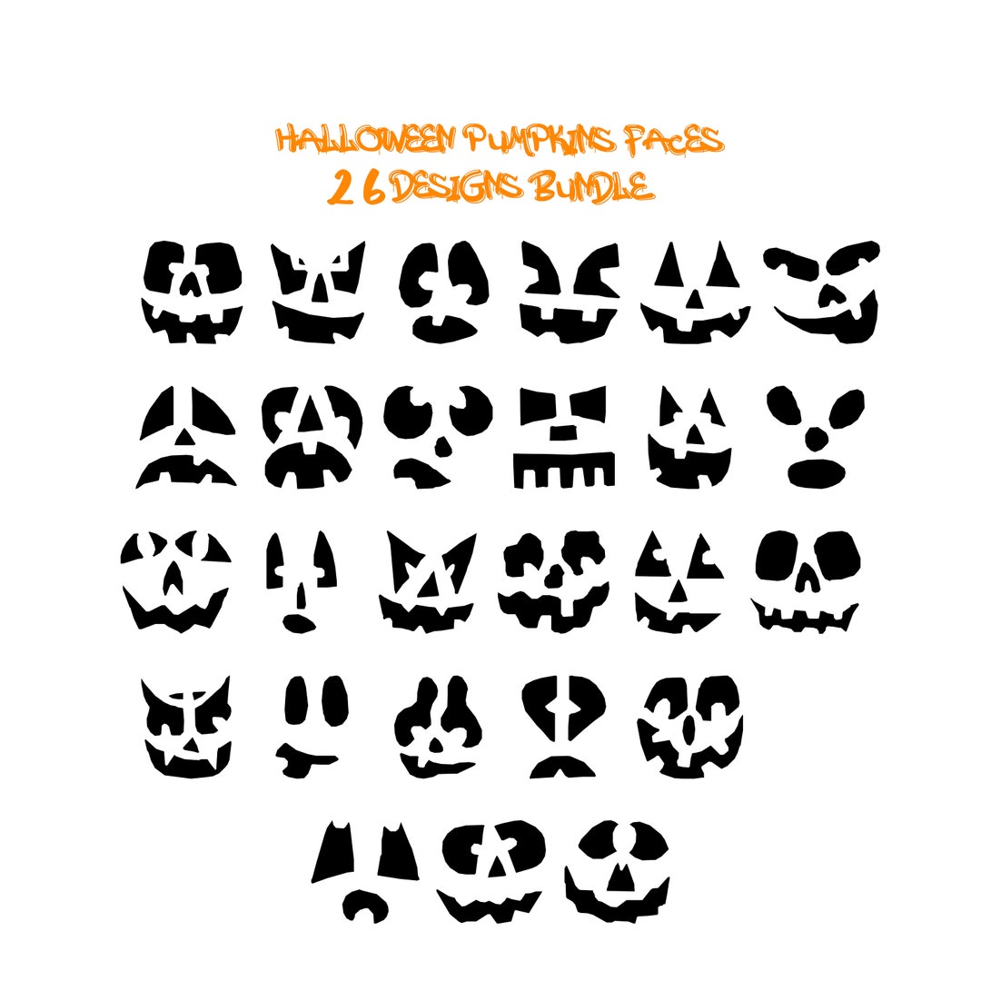 26 Pumpkin Faces Svg Bundle Jack O Lantern Faces Halloween - Etsy