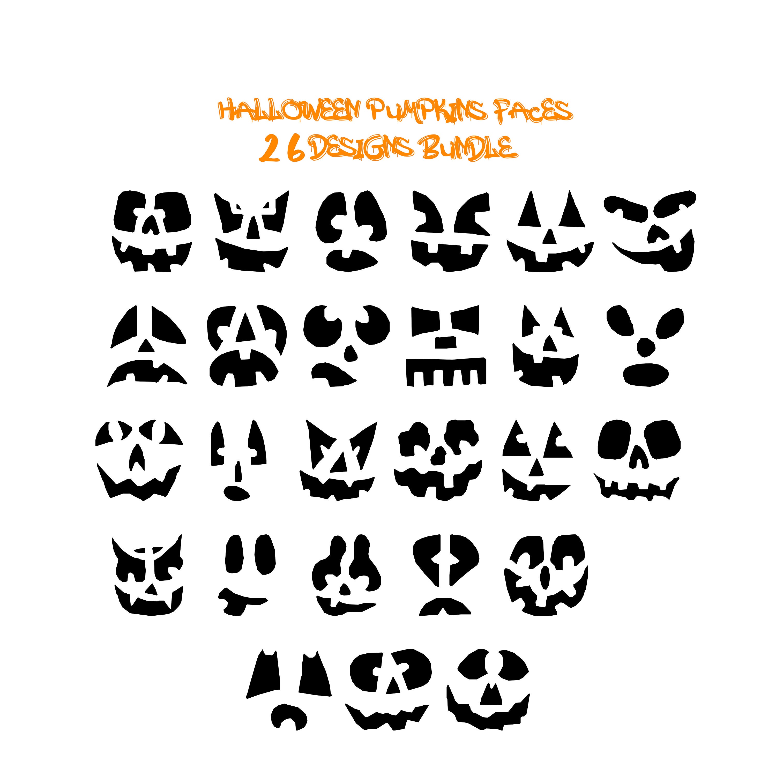 26 Pumpkin Faces Svg Bundle Jack O Lantern Faces Halloween - Etsy