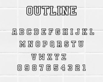 Outline Font Hollow Font Outline Font Handwriting Varsity Font College ...