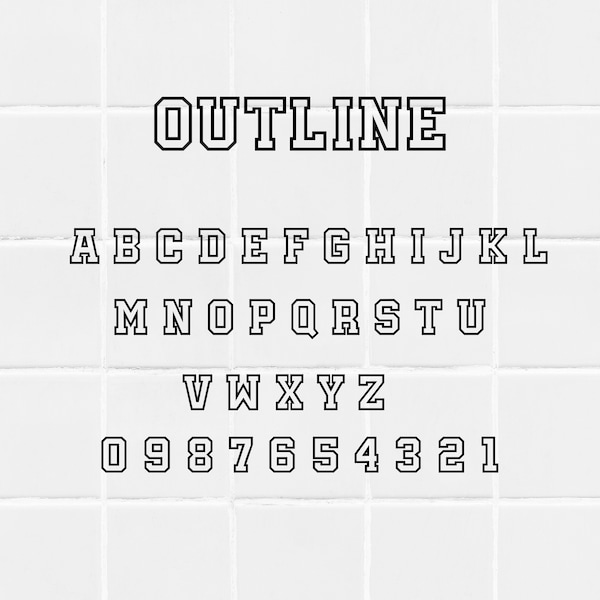 Outline Font Hollow Font Outline Font Handwriting Varsity Font College Font Outline Letters Monogram Font  SVG for Cricut Silhouette