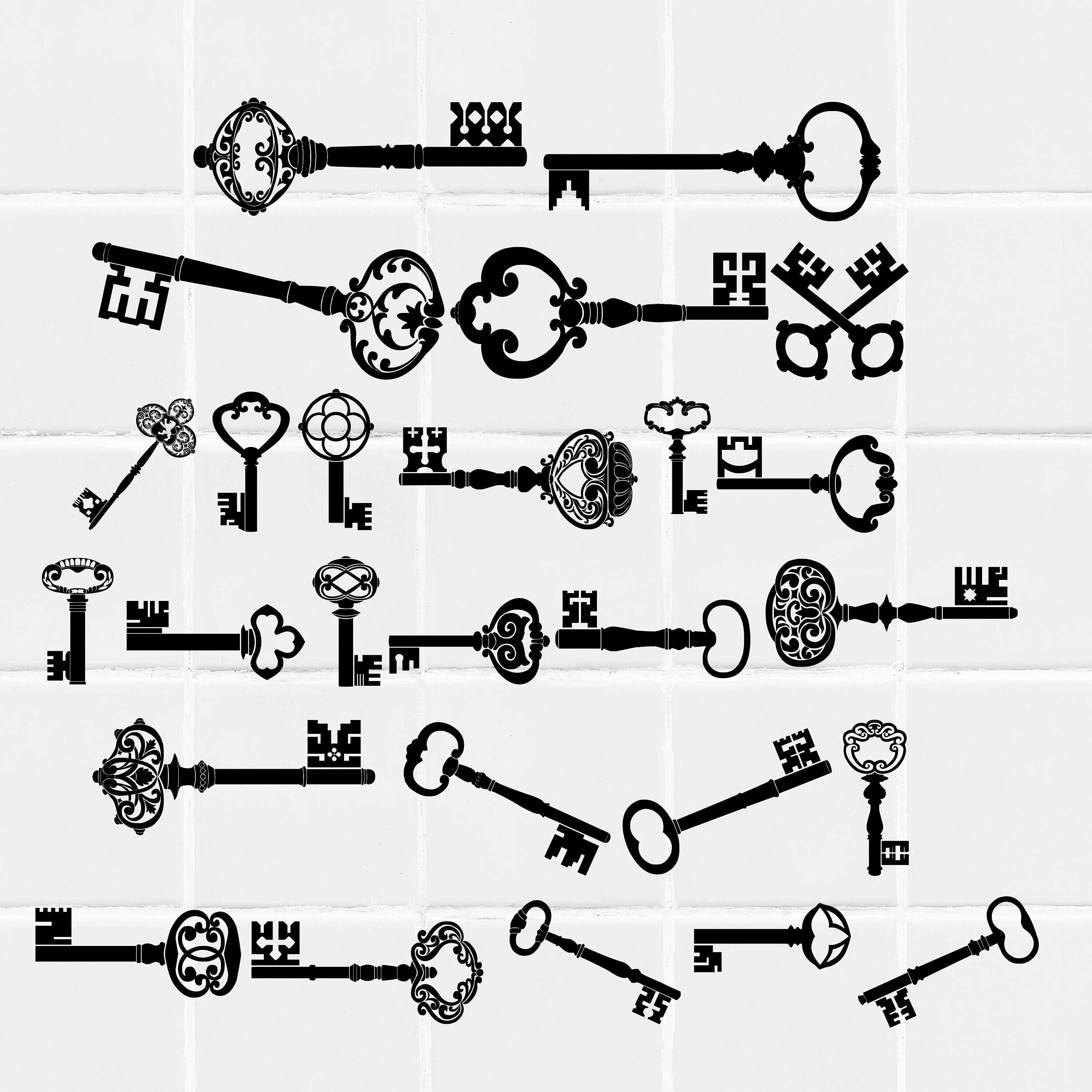 Vintage Keys Svg Png,26 Vintage Keys Clipart,celtic Victorian French Old Keys Vintage Silhouette