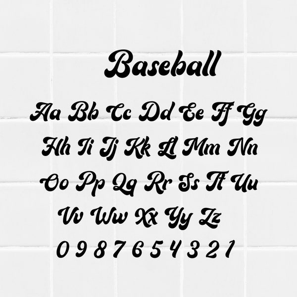 Baseball Font Svg, With Tail Baseball Font Svg Png and Text Tails, Baseball Script, Softball Font, Baseball Font Cut File For Cricut