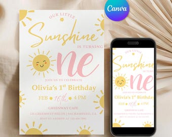 Inbjudan till Little Sunshine 1-årsdag, Inbjudan till vår Little Sunshine första födelsedagsfest | 4023