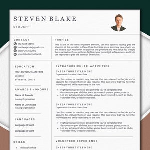 Student Resume Template, Fresh Graduates No Experience, Internship, First job resume, College Student CV, Grad School, High School Student