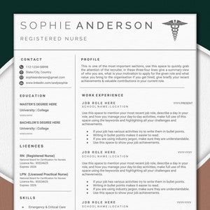 Nurse Resume Template | Professional Nurse Resume | Nurse CV Template | Registered Nurse (RN) Resume | New Graduate Nurse Resume | SA&quot;