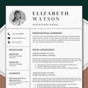 Verpleegkundige CV sjabloon, medische CV sjabloon, geregistreerde verpleegkundige CV, professionele CV, RN CV, dokter CV, verpleegkundige CV-sjabloon EW
