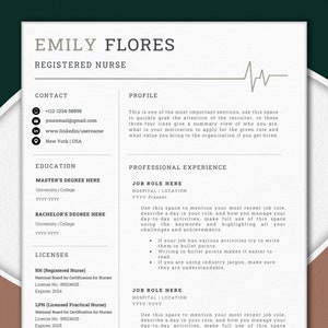 Verpleegkundige CV-sjabloon, nieuwe afgestudeerde verpleegkundige, professionele verpleegkundige CV, verpleegkundige CV-sjabloon, RN CV, dokter CV, geregistreerde verpleegkundige CV EF