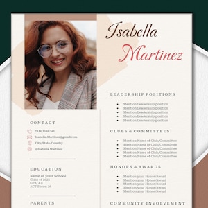 Sorority resume template with photo, Sorority Resume & Cover Letter, Sorority recruitment, pink social sorority rush resume, Google Docs