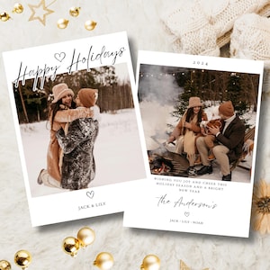 Biglietti di auguri stampabili, biglietti di Natale, biglietti fotografici per le vacanze con foto di famiglia, idee per biglietti di Natale, collage di foto di biglietti di Natale CH2412