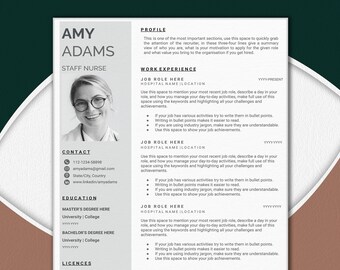 Staff Nurse Resume Template | RN Resume | Registered Nurse Resume | Doctor Resume | Nurse CV Template | Best Nurse Resume Design AA