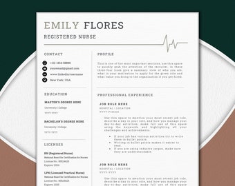 Nurse Resume Template, New Graduate Nurse, Professional Nurse Resume, Nurse CV Template,RN Resume, Doctor Resume, Registered Nurse Resume EF