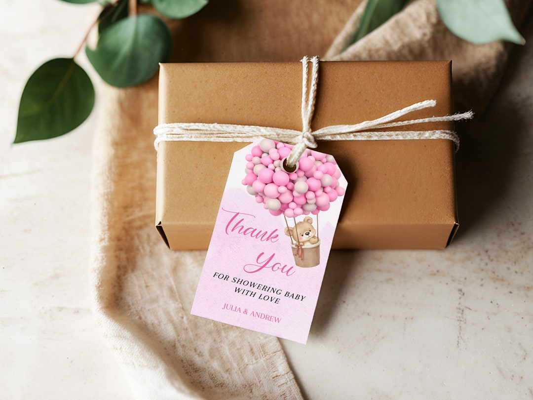 Editable Baby Shower Gift Tag, Baby Shower Thank You Favor Tag ...
