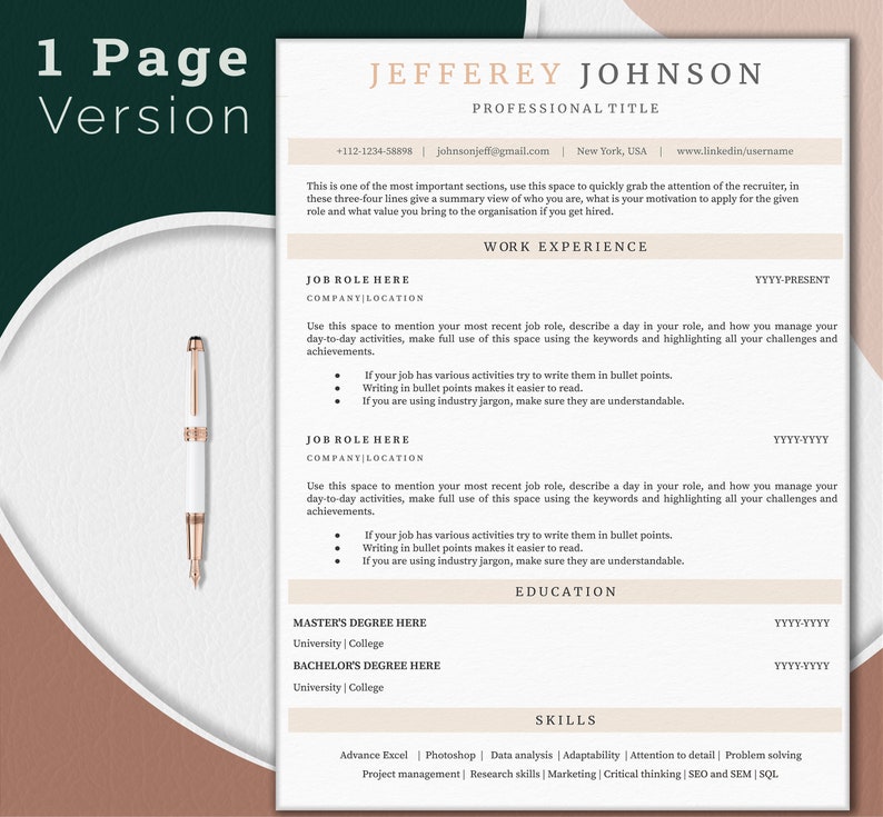 ATS Optimized CV Template for Word & Google Docs, Google Docs Ats